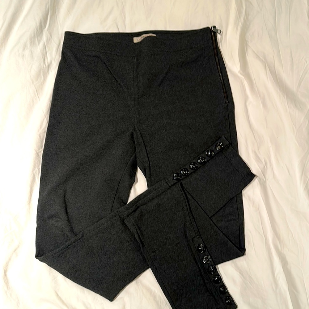 Burberry dark grey size 8 leggings with buttons down lower leg.